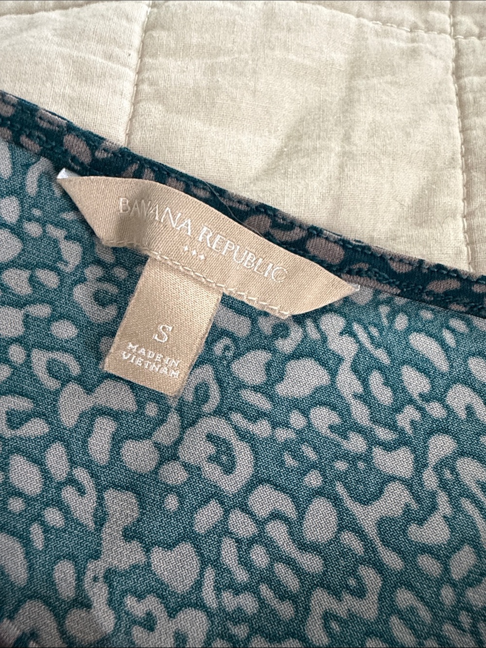 Banana Republic Teal Blue Leopard-Print Midi Dress with Tie Waist - Picture 2 of 5